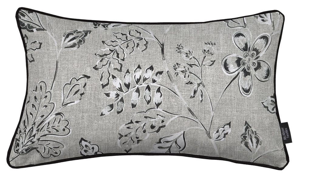 McAlister Textiles Eden Charcoal Grey Printed Pillows Pillow Cover Only 50cm x 30cm 
