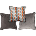 Load image into Gallery viewer, McAlister Textiles Lotta + Plain Velvet 43cm x 43cm Cushion Set of 3 - Burnt Orange + Grey Cushions and Covers Cushion Cover 
